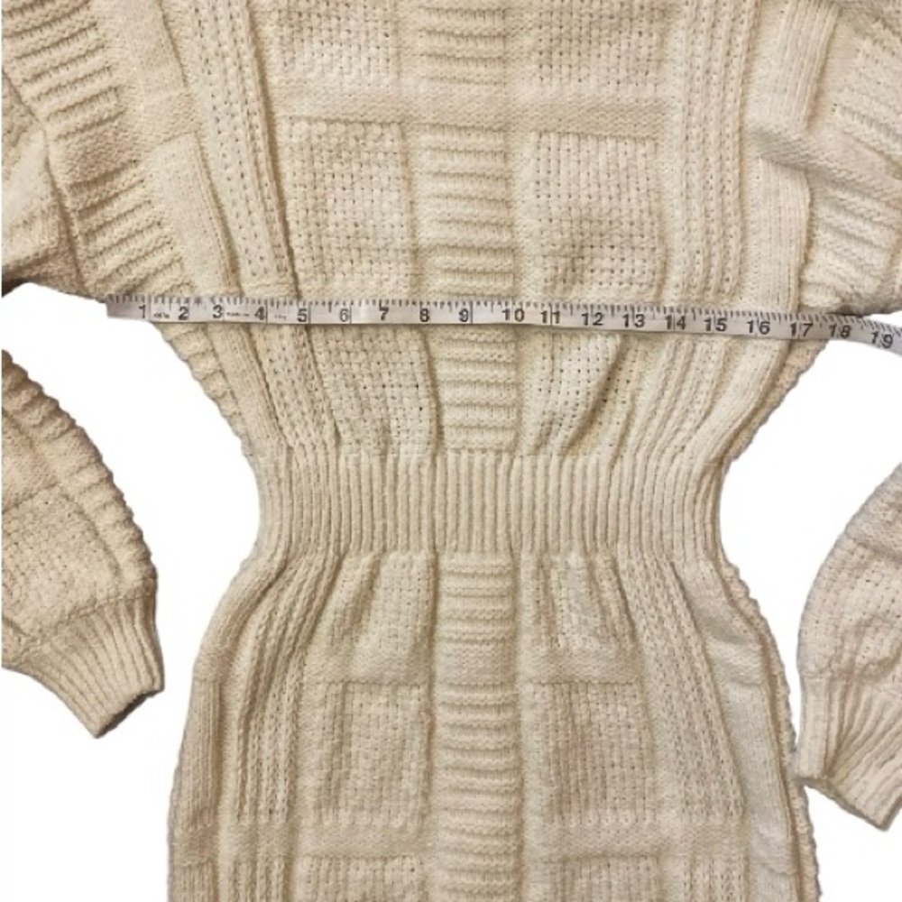 Lulus Patchwork it Cream Cable Knit Cutout Sweater mini Dress size small - Picture 8 of 13